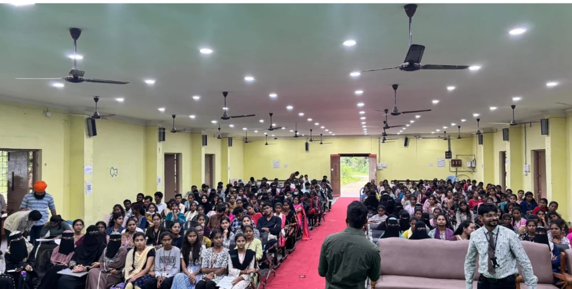 A packed auditorium during one of Siram Sankeerth's student sessions